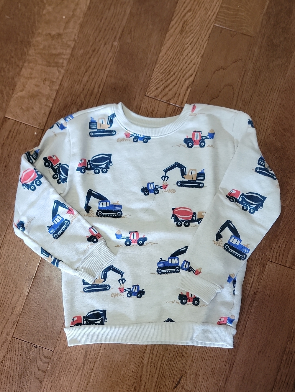 Garanimals Cream Sweatshirt with Blue and Red Construction Trucks